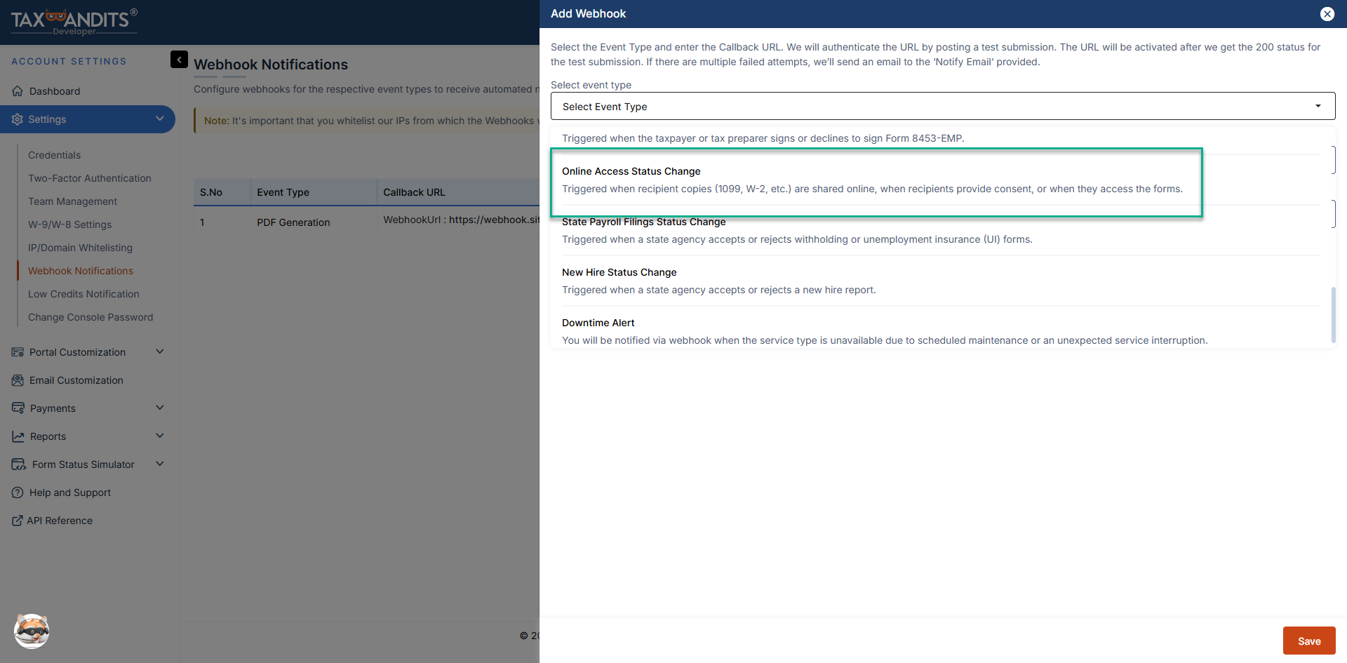OnlineAccessStatusChange